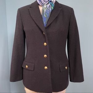 Talbots Navy Blue Wool blazer style jacket with brushed gold buttons. 10P